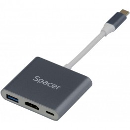 Docking station Spacer universal 3 in 1, USB 3.1 x1, HDMI x1, USB Tip C x1